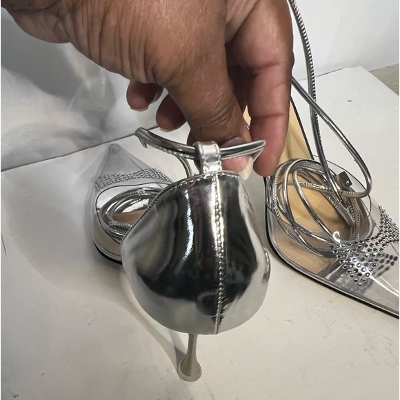 Mach & Mach Bow-shaped crystals & PVC detail Pump Clear/Silver SZ 40EU/10US NWOB - Picture 13 of 15